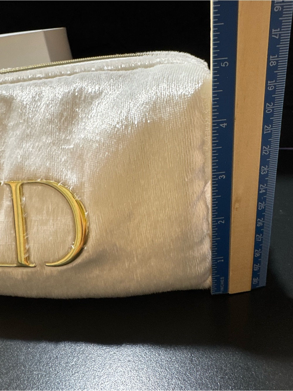 Dior White Velvet CD Logo Cosmetic Pouch - Picture 7 of 10